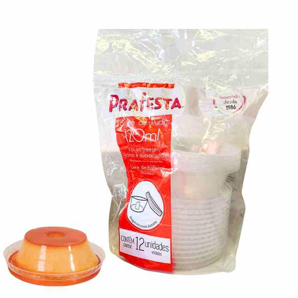 FORMA PUDIM 120ML COM TAMPA 12UN PRAFESTA 8499