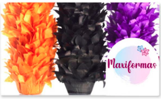 FORMA SEDA HALLOWEEN PRETO/ROXO/LARANJA 15UN MAXIFORMAS