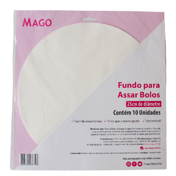 FUNDO PARA ASSAR BOLO 25CM 10UN MAGO