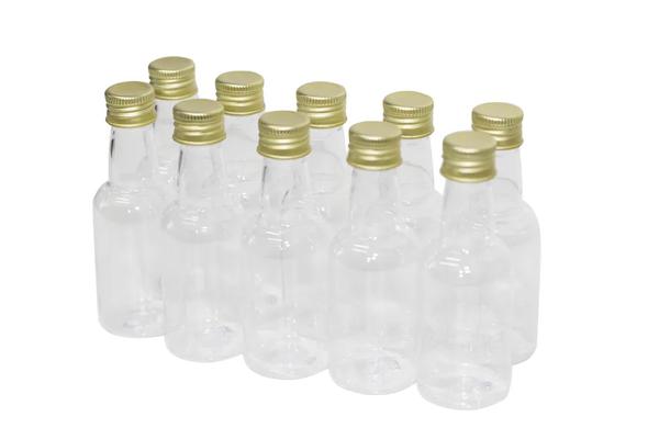 GARRAFINHA PLASTICA METALIZADA DOURADA 50ML 10UN QUALYPLAST