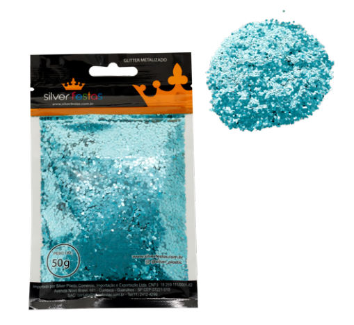 GLITTER METALIZADO 50G AZUL BEBE UN SILVER