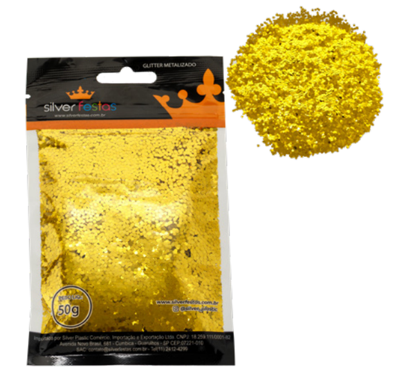 GLITTER METALIZADO 50G DOURADO UN SILVER