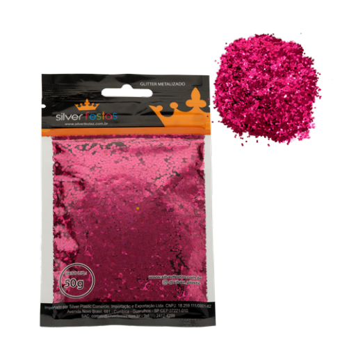 GLITTER METALIZADO 50G PINK UN SILVER