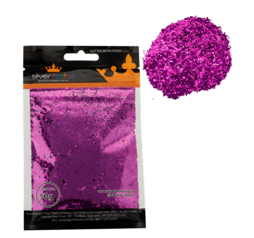 GLITTER METALIZADO 50G ROXO UN SILVER