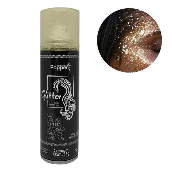 GLITTER SPRAY PARA CABELO DOURADO 135ML POPPER