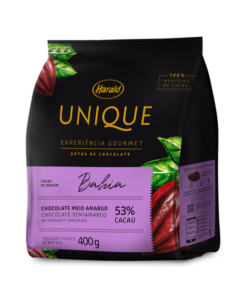 GOTAS CHOCOLATE UNIQUE BAHIA 53% 400G HARALD