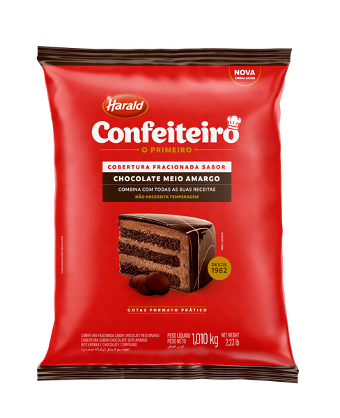 GOTAS COBERTURA MEIO AMARGO CONFEITEIRO 1,01KG HARALD