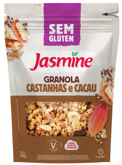 GRANOLA SEM GLUTEN CASTANHA E CACAU 250G JASMINE