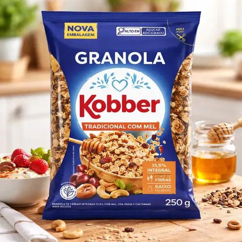 GRANOLA TRADICIONAL COM MEL 250G KOBBER
