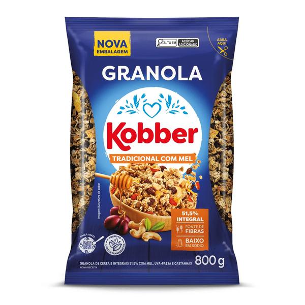 GRANOLA TRADICIONAL COM MEL 800G KOBBER