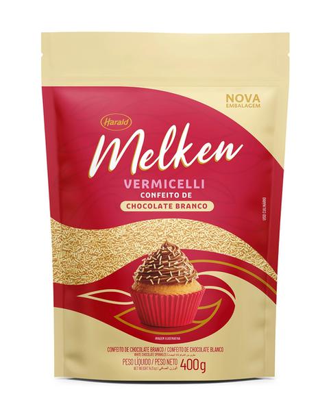 GRANULADO MELKEN VERMICELLI CHOCOLATE BRANCO 400G HARALD
