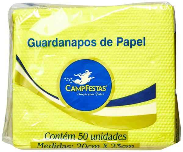 GUARDANAPO 19,5X22,5CM AMARELO 50UN CAMPFESTAS