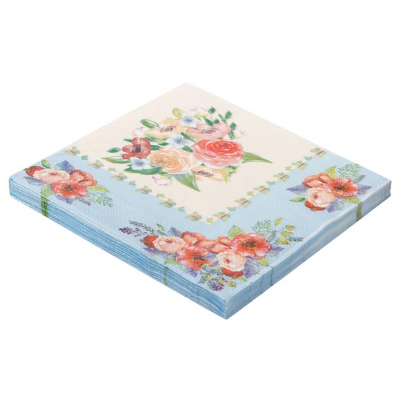 GUARDANAPO DECORADO FLORES 33X33CM 20UN SILVER