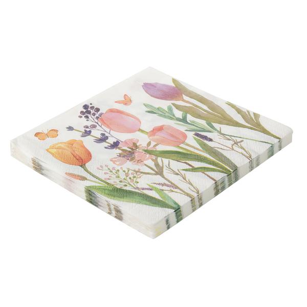 GUARDANAPO DECORADO TULIPAS  33X33CM 20UN SILVER