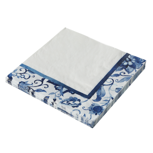 GUARDANAPO ESTAMPADO AZUL COM MOLDURA 33X33CM 20UN SILVER
