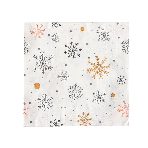 GUARDANAPO ESTAMPADO FLOCOS DE NEVE 33X33CM 20UN SILVER