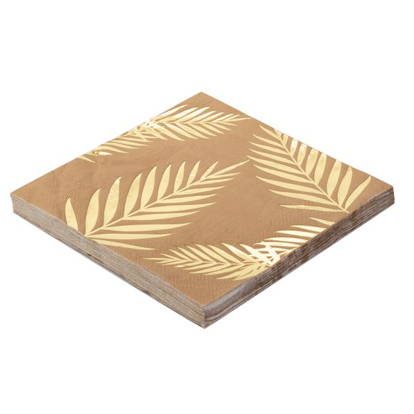 GUARDANAPO ESTAMPADO KRAFT METALIZADO FOLHAGEM 33X33CM 20UN SILVER