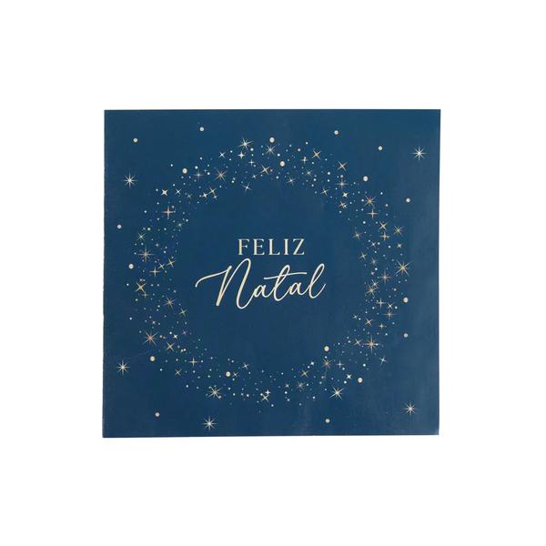 GUARDANAPO PAPEL FELIZ NATAL C/ESTRELAS AZM/OUR 33CM UN CROMUS