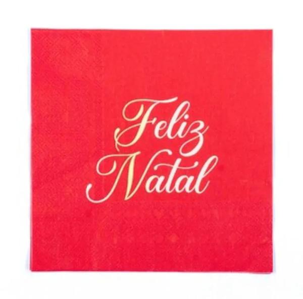 GUARDANAPO  PAPEL FELIZ NATAL VRM/OUR 33X33CM UN CROMUS