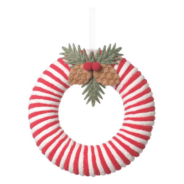 GUIRLANDA LISTRADA COM AZEVINHO VERMELHO/BRANCO 17CM UN CROMUS