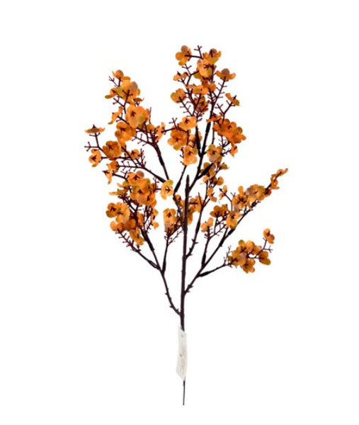 HASTE CEREJEIRA 49CM COM 15 FLORES LARANJA UN BELA FLOR