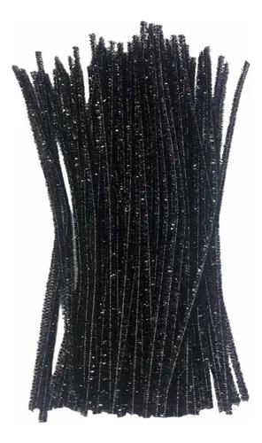 HASTE DE CHENILLE METALIZADO 30CM PRETO 30UN PONTO DAS FESTAS