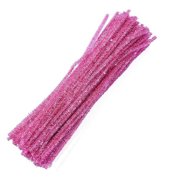 HASTE DE CHENILLE METALIZADO 30CM ROSA 30UN PONTO DAS FESTAS