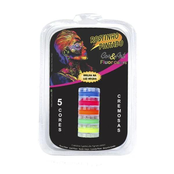 KIT 05 CORES FLUORESCENTE TORRE BLISTER ROSTINHO PINTADO