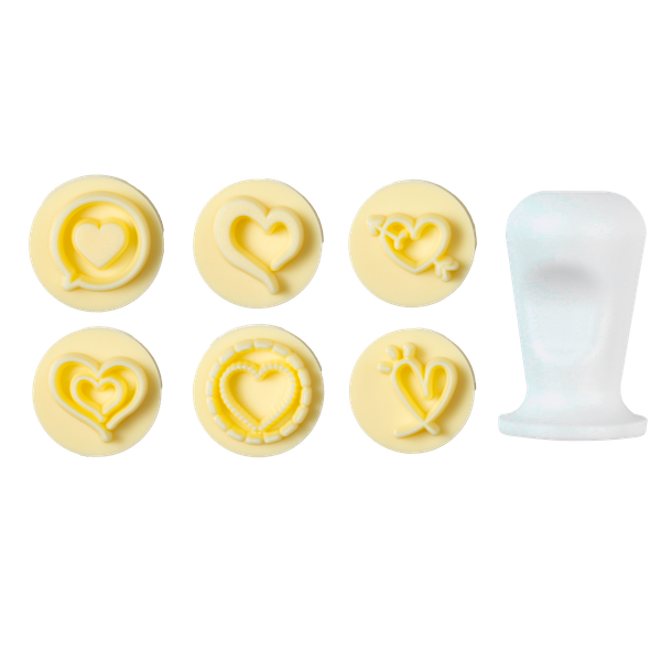 KIT CARIMBO CORACOES AMARELO 7PÇS BLUE STAR