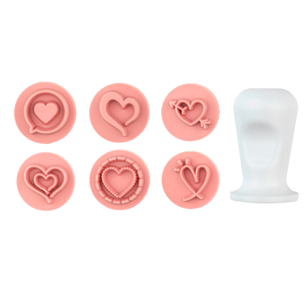 KIT CARIMBO CORACOES ROSA 7PÇS BLUE STAR