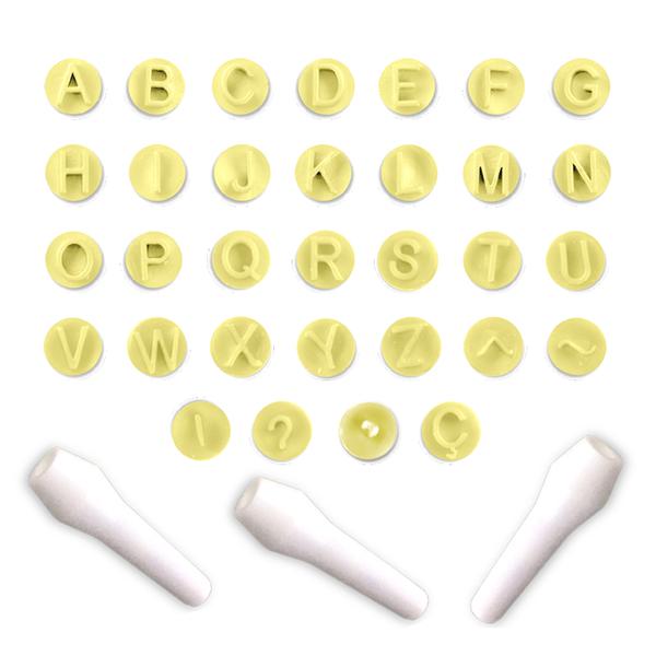 KIT CARIMBO LETRAS AMARELO 35PÇS BLUE STAR