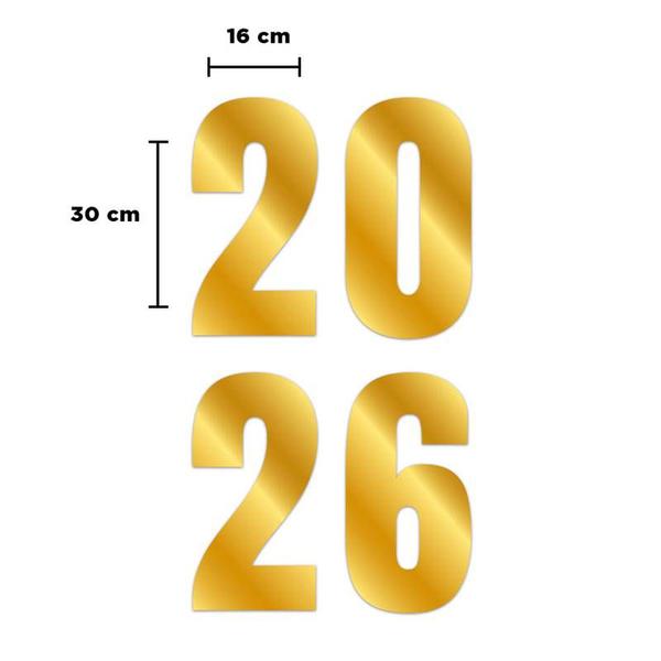 KIT DECORATIVO 2026 HOLOGRAFICO OURO ANO NOVO UN REGINA