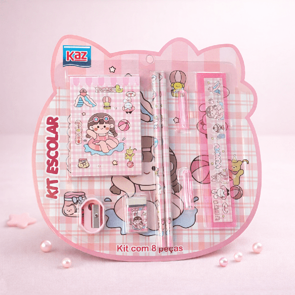 KIT ESCOLAR 8PCS ROSA UN KAZ