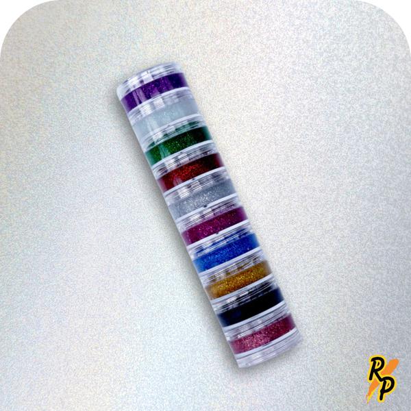 KIT GLITTER 10 CORES PRIMARIA TORRE BLISTER ROSTINHO PINTADO