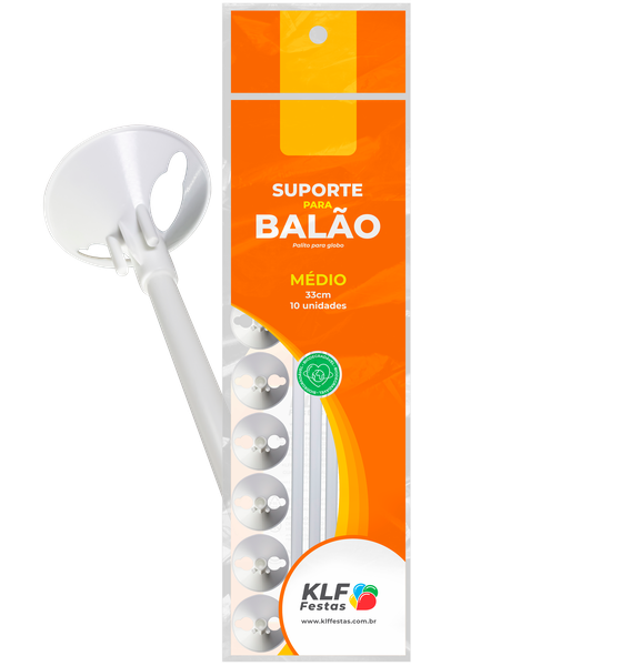 KIT SUPORTE PARA BALAO MEDIO 33CM BRANCO 10UN KLF