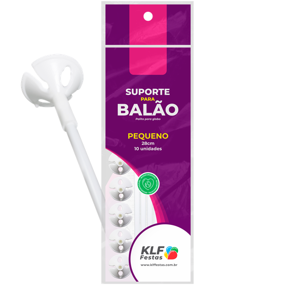 KIT SUPORTE PARA BALAO PEQUENO 28CM BRANCO 10UN KLF