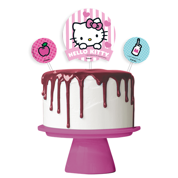 KIT TOPO DE BOLO HELLO KITTY ROSA 3UN FESTCOLOR