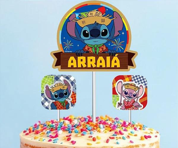 KIT TOPPER DE BOLO IMPRESSO STITCH JUNINO UN PIFFER