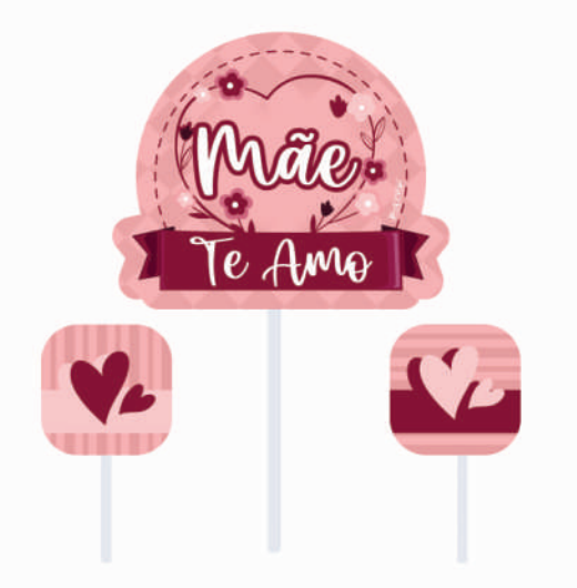 KIT TOPPER PARA BOLO MAE TE AMO PIFFER