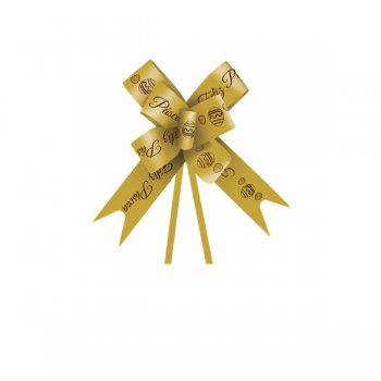 LACO FACIL DECORADO 30MM 51CM FELIZ PASCOA OURO MARROM 10UN XINGO