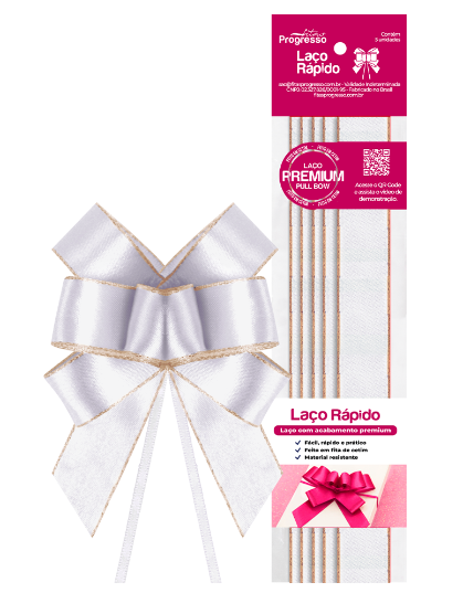 LACO RAPIDO CETIM COR 201 BRANCO BORDA DOURADA 05UN PROGRESSO