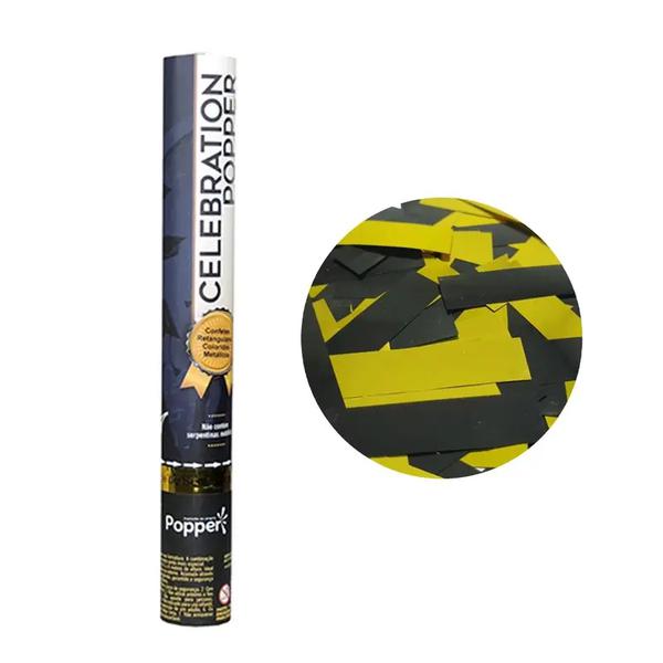 LANCA CONFETE CELEBRATION 40CM RETANGULAR DOURADO E PRETO POPPER UN
