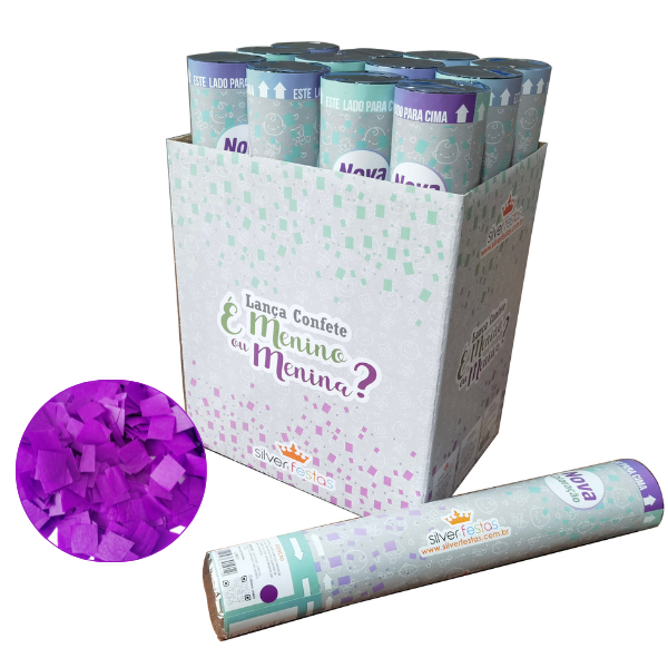 LANCA CONFETE CHA REVELACAO ROXO 30CM UN SILVER