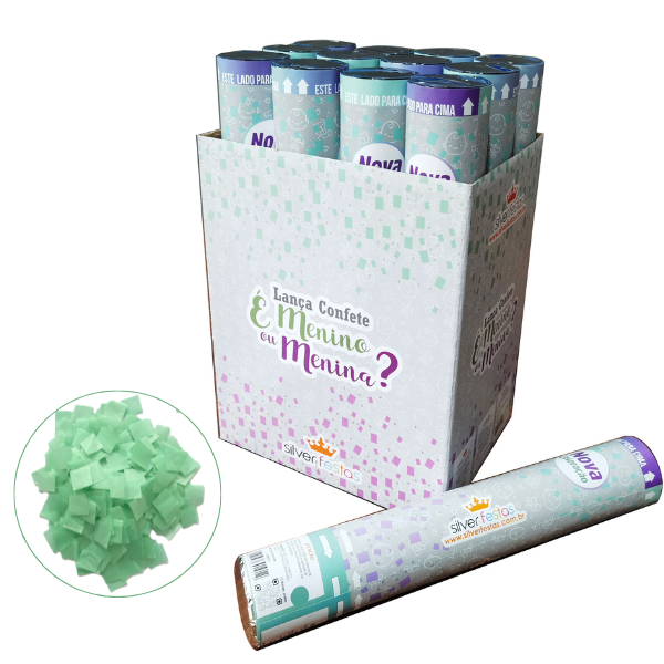 LANCA CONFETE CHA REVELACAO VERDE AGUA 30CM UN SILVER