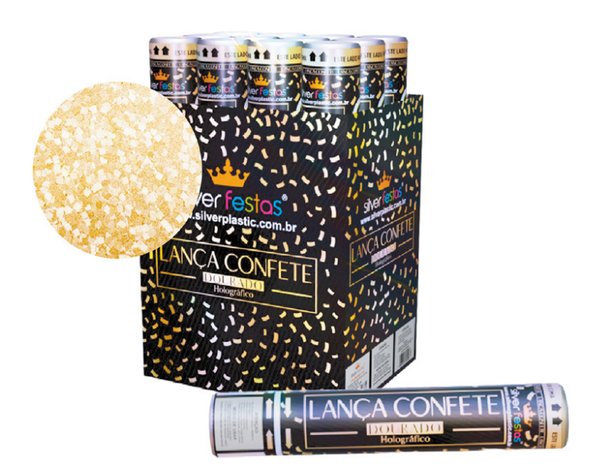 LANCA CONFETES HOLOGRAFICO DOURADO 30CM UN SILVER