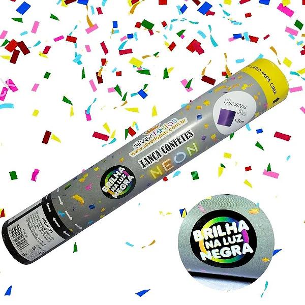 LANCA CONFETES PAPEL NEON QUADRADO 30CM UN SILVER