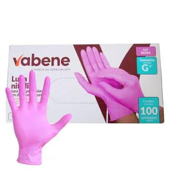 LUVA NITRILICA ROSA G 100UN VABENE