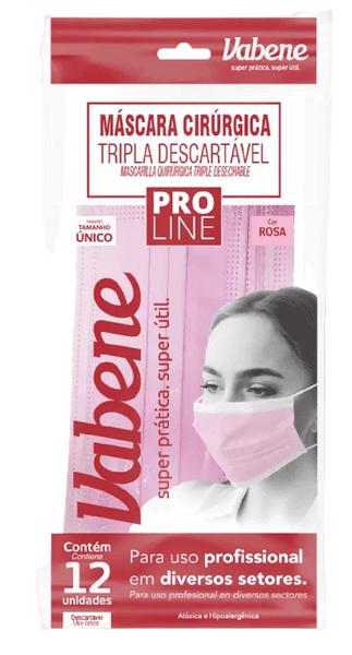 MASCARA TNT TRIPLA ROSA COM ELASTICO 12UN VABENE