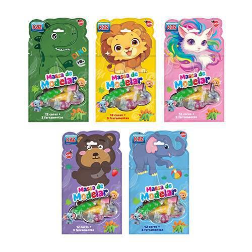 MASSA DE MODELAR 12 CORES 120G COM 3 FERRAMENTAS UN KAZ
