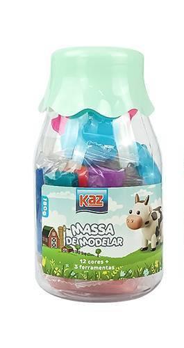 MASSA DE MODELAR 12 CORES 180G COM 3 FERRAMENTAS UN KAZ
